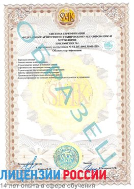 Образец сертификата соответствия (приложение) Голицыно Сертификат ISO 14001